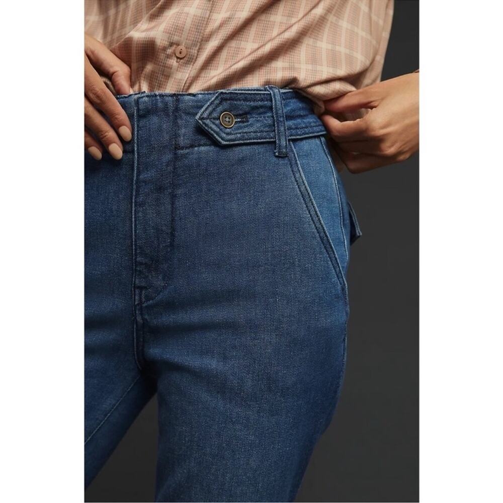 Pilcro Anthropologie Polished Mid Rise Blue Dark Wash Full Length Bootcut Jeans - Picture 3 of 15